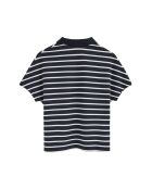Clémence navy-ecru polo met korte mouwen