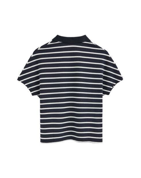 Clémence kurzärmliges Poloshirt in Navy-Ecru
