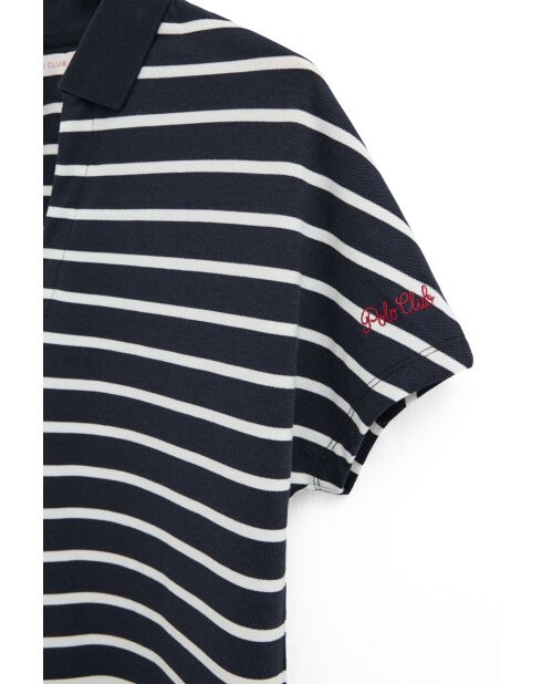 Clémence kurzärmliges Poloshirt in Navy-Ecru
