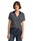 Clémence navy-ecru polo met korte mouwen