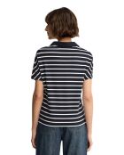Clémence navy-ecru polo met korte mouwen