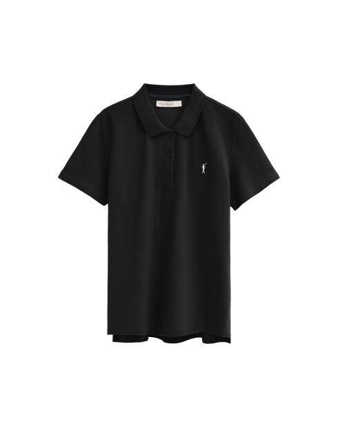 Angèle schwarzes Kurzarm-Poloshirt aus Baumwolle