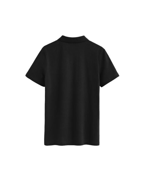 Angèle schwarzes Kurzarm-Poloshirt aus Baumwolle