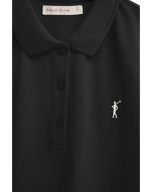Angèle schwarzes Kurzarm-Poloshirt aus Baumwolle