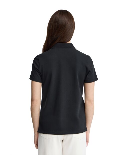 Angèle schwarzes Kurzarm-Poloshirt aus Baumwolle