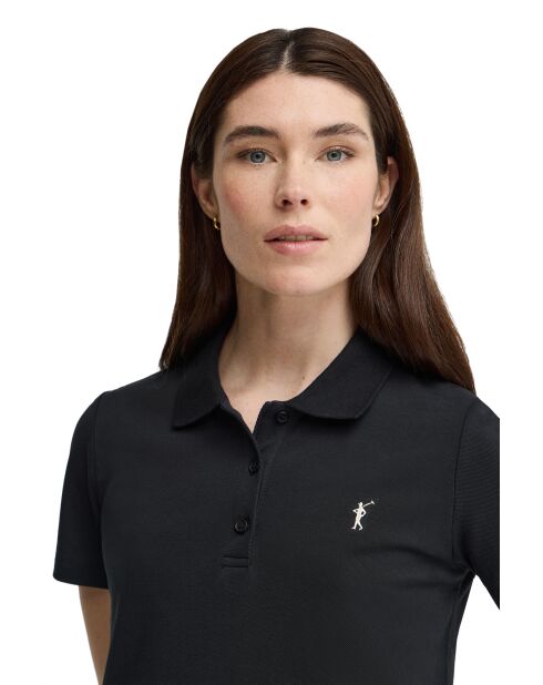 Angèle schwarzes Kurzarm-Poloshirt aus Baumwolle