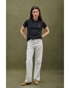 Polo Angèle a manica corta in cotone nero