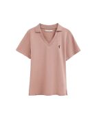 Camille lichtroze katoenen poloshirt met korte mouwen