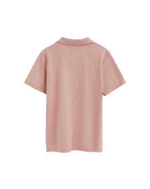 Polo à manches courtes en coton Camille pale rose