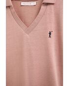 Camille lichtroze katoenen poloshirt met korte mouwen