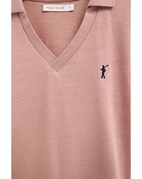 Polo à manches courtes en coton Camille pale rose