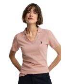 Camille lichtroze katoenen poloshirt met korte mouwen