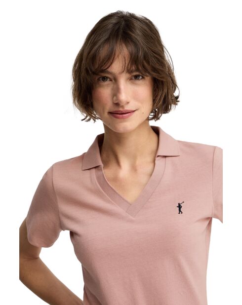 Polo à manches courtes en coton Camille pale rose