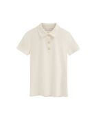 Ecrufarbenes Kurzarm-Poloshirt Constance aus Baumwolle