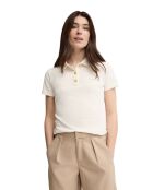 Ecrufarbenes Kurzarm-Poloshirt Constance aus Baumwolle