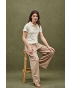 Ecrufarbenes Kurzarm-Poloshirt Constance aus Baumwolle
