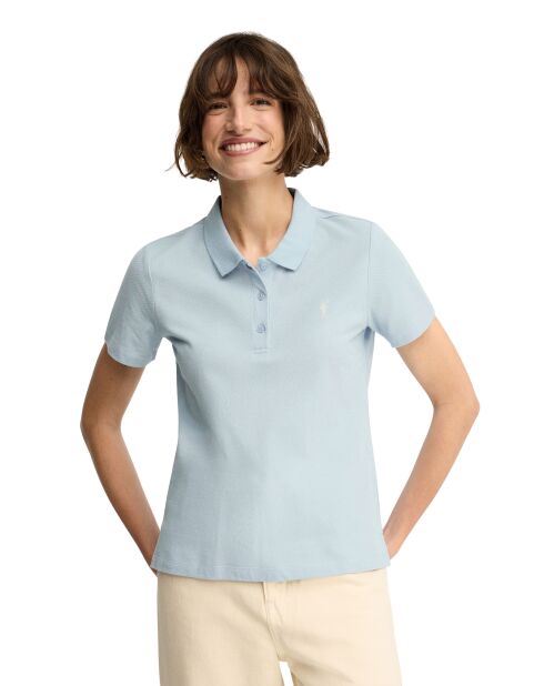 Blaues Kurzarm-Poloshirt Audrey aus Baumwolle