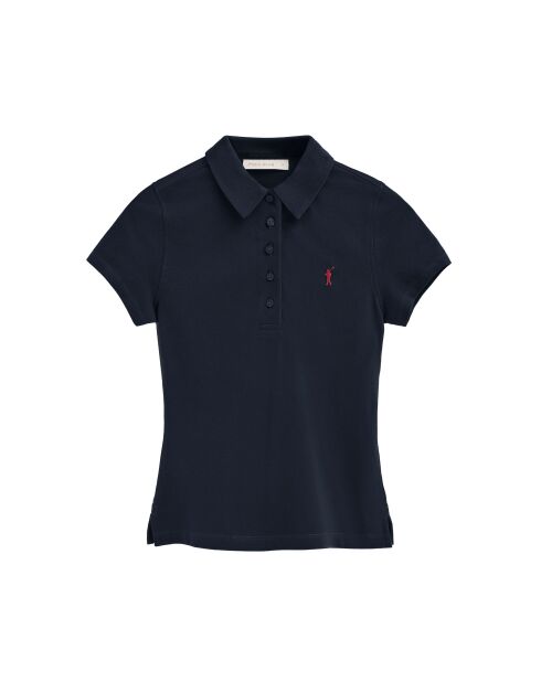 Agathe marineblaues Kurzarm-Poloshirt aus Baumwolle