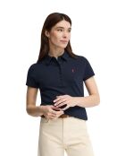 Agathe marineblaues Kurzarm-Poloshirt aus Baumwolle
