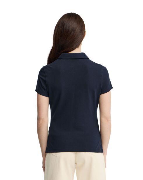 Agathe marineblaues Kurzarm-Poloshirt aus Baumwolle