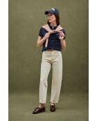 Agathe marineblaues Kurzarm-Poloshirt aus Baumwolle