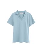 Capucine Babyblaues Kurzarm-Poloshirt aus Baumwolle