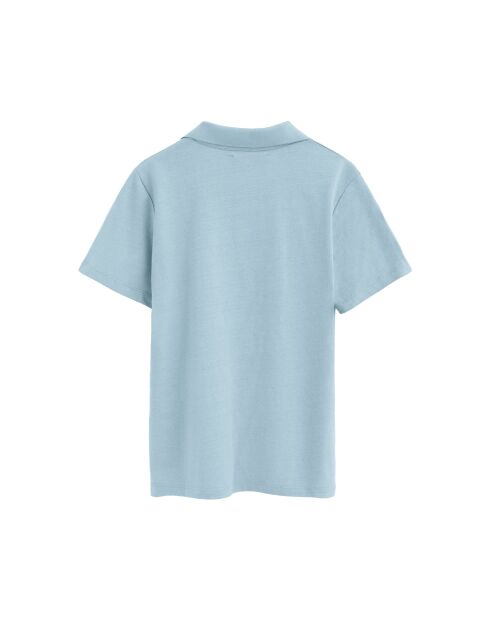 Capucine Babyblaues Kurzarm-Poloshirt aus Baumwolle