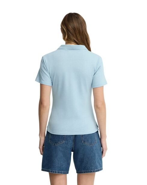 Capucine Babyblaues Kurzarm-Poloshirt aus Baumwolle