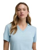 Capucine Babyblaues Kurzarm-Poloshirt aus Baumwolle