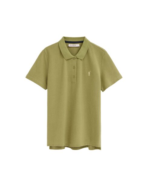 Ariane blattgrünes Kurzarm-Poloshirt aus Baumwolle