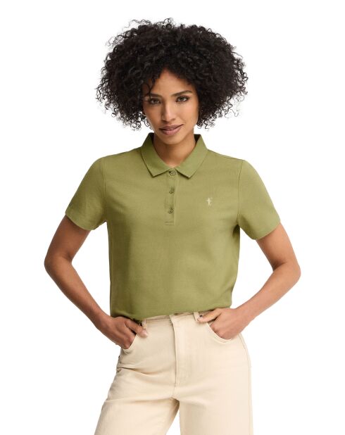 Ariane blattgrünes Kurzarm-Poloshirt aus Baumwolle
