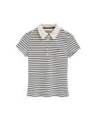 Aurélie kurzärmliges Baumwoll-Poloshirt in ecrublau