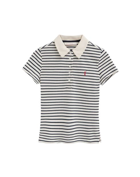 Polo à manches courtes en coton Aurélie ecru-navy