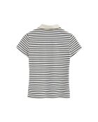 Aurélie kurzärmliges Baumwoll-Poloshirt in ecrublau