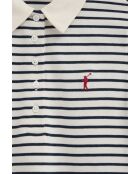 Aurélie kurzärmliges Baumwoll-Poloshirt in ecrublau