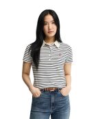 Aurélie kurzärmliges Baumwoll-Poloshirt in ecrublau