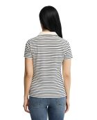 Aurélie kurzärmliges Baumwoll-Poloshirt in ecrublau