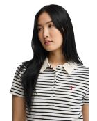 Aurélie kurzärmliges Baumwoll-Poloshirt in ecrublau