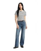 Aurélie kurzärmliges Baumwoll-Poloshirt in ecrublau