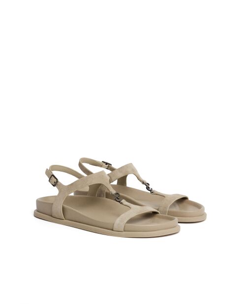 Sandalen Tatiana aus Veloursleder in Ecru