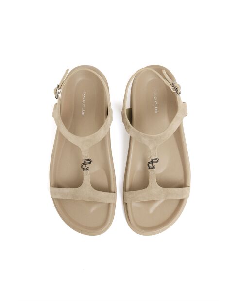 Sandalen Tatiana aus Veloursleder in Ecru
