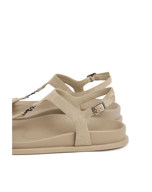 Sandalen Tatiana aus Veloursleder in Ecru