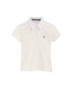 Béatrice Kurzarm-Poloshirt aus Baumwolle weiß-pastellgelb