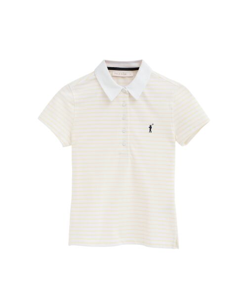 Béatrice Kurzarm-Poloshirt aus Baumwolle weiß-pastellgelb