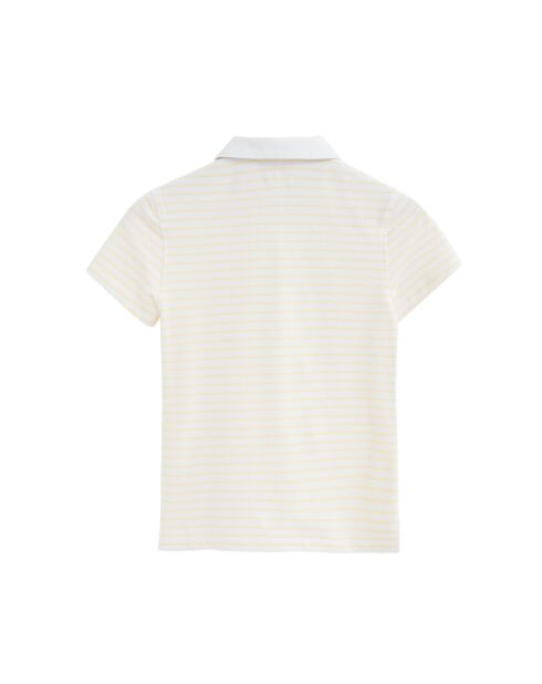 Béatrice Kurzarm-Poloshirt aus Baumwolle weiß-pastellgelb
