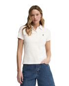 Béatrice Kurzarm-Poloshirt aus Baumwolle weiß-pastellgelb