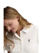 Béatrice Kurzarm-Poloshirt aus Baumwolle weiß-pastellgelb