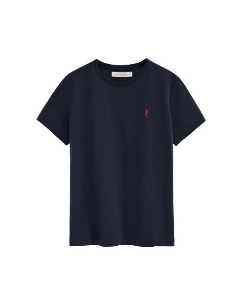 Eleonore marineblaues Kurzarm-T-Shirt aus Baumwolle