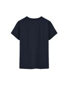 Eleonore marineblaues Kurzarm-T-Shirt aus Baumwolle