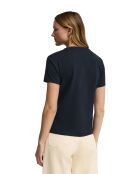 Eleonore marineblaues Kurzarm-T-Shirt aus Baumwolle